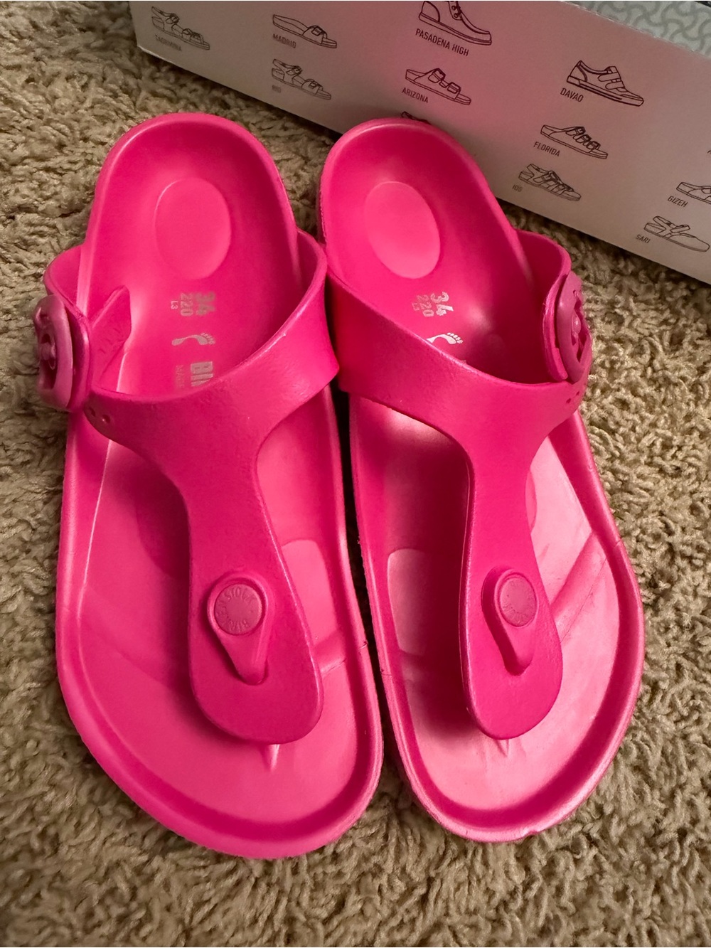 Kids Hot Pink Birkenstock Waterproof Thong Sandals